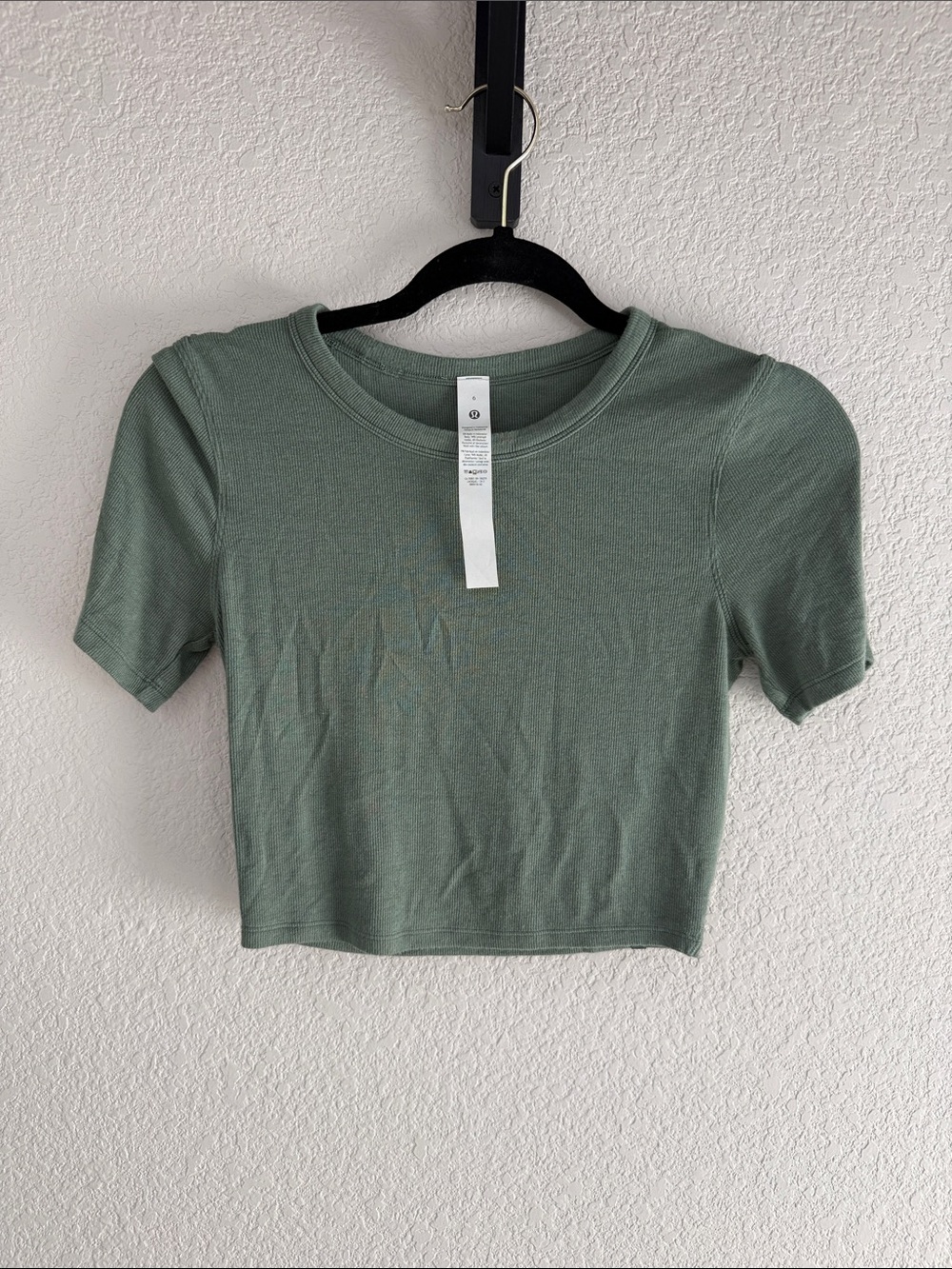 Lululemon athletica Sage Green Cropped Rib Tee- 6
